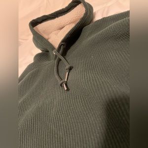 Men / Size: M / Green & Grey Cozy Sherpa-Lined French-Rib Pullover Hoodie